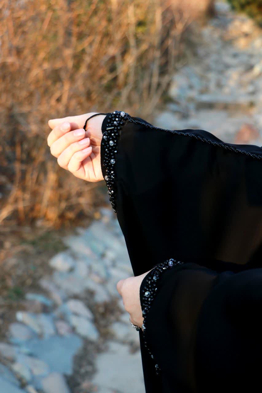 چادر مشکی کار شده جواهردوزی